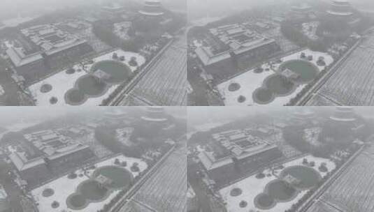 2024年第一场雪雪中的千年古寺金粟寺高清在线视频素材下载