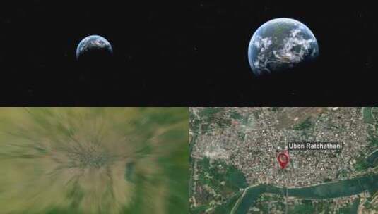 乌汶Ratchathani城市地图从太空高清在线视频素材下载