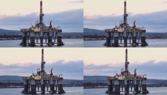 石油和天然气钻井平台和钻井平台的鸟瞰图高清在线视频素材下载