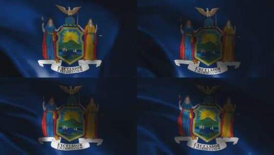 纽约州挥舞旗帜。纽约旗帜挥舞动画。高清在线视频素材下载