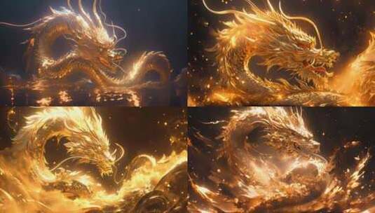 黄金中国龙神话龙高清在线视频素材下载