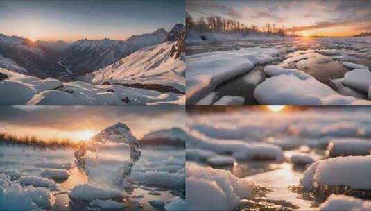 雪山 河流 冰雪融化高清在线视频素材下载