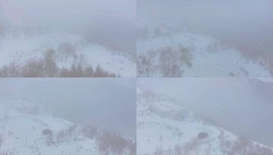 4k航拍车辆行驶在雪后的山林中高清在线视频素材下载