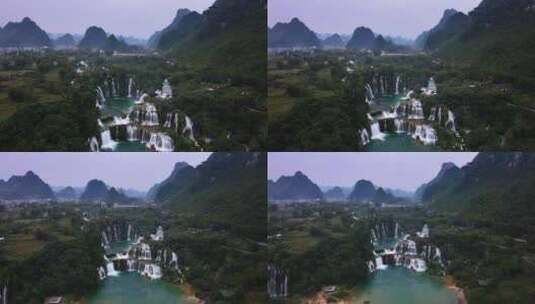 广西崇左德天跨国大瀑布自然美景航拍高清在线视频素材下载