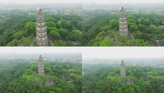 苏州虎丘塔斜塔云岩寺塔苏州旅游景点航拍高清在线视频素材下载