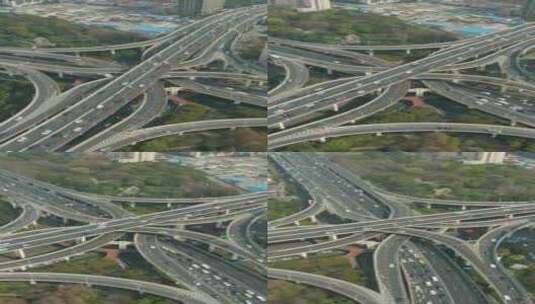 上海晴天的复杂路口中国鸟瞰垂直视频高清在线视频素材下载