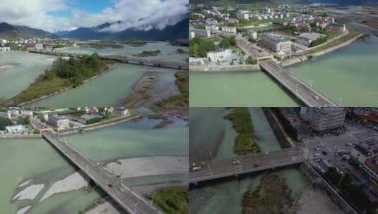 西藏建筑群寺庙318国道自然风景航拍云海高清在线视频素材下载