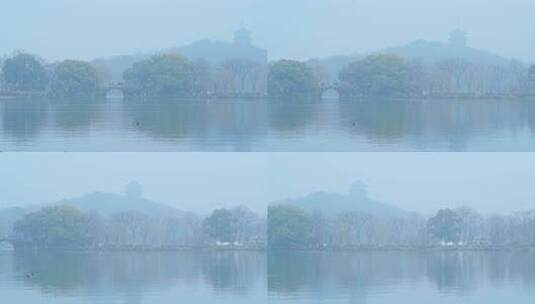 雾西湖雷峰塔风景高清在线视频素材下载