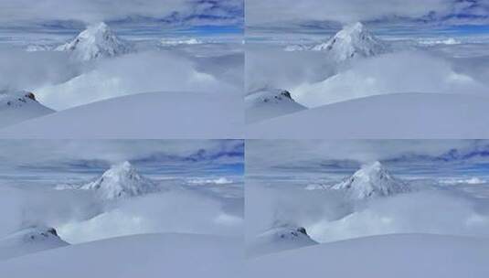 四川第二高峰中山峰顶航拍蜀山之王贡嘎山高清在线视频素材下载