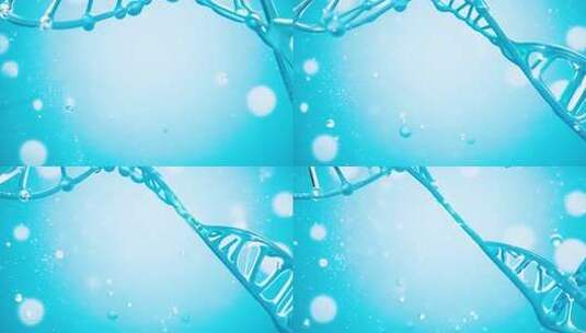 医疗健康药品DNA链条水分子蓝色背景高清在线视频素材下载