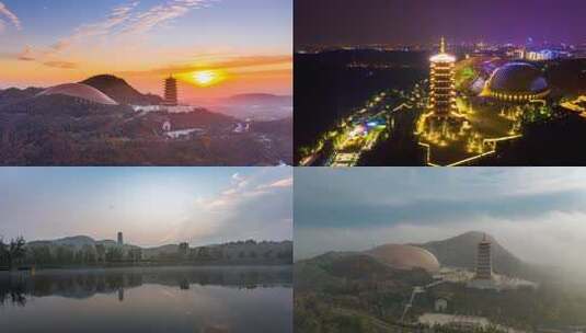 南京牛首山8段4K日出晚霞夜景云海延时高清在线视频素材下载