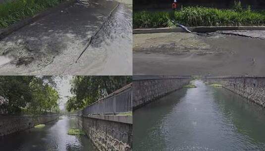 污水横流的道路，环境脏乱差高清在线视频素材下载