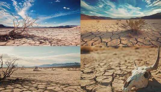 龟裂土地旱灾干旱贫瘠大地荒漠化高清在线视频素材下载