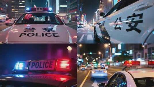警察警车出警警灯高清在线视频素材下载