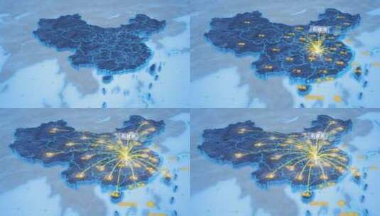 荆州市石首市辐射全国网络地图ae模板高清AE视频素材下载