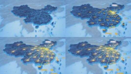 济南市钢城区辐射全国网络地图ae模板高清AE视频素材下载