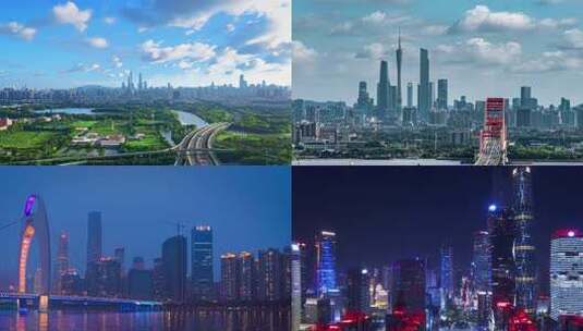 广东省广州市城市风景地标建筑夜景高清在线视频素材下载