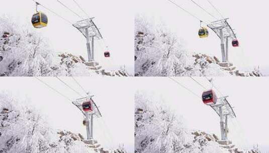 河南老君山雪后旅游索道缆车旅行高清在线视频素材下载