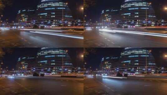 北京夜间交通延时镜头高清在线视频素材下载