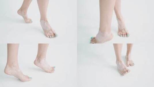 患有白癜风的女性脚部皮肤特写高清在线视频素材下载