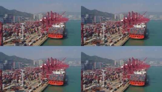 香港货柜港俯视图高清在线视频素材下载