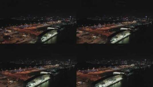 夜晚的迈阿密港口高清在线视频素材下载