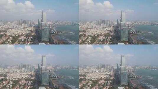 航拍青岛城市高楼商务建筑高清在线视频素材下载