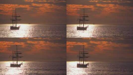 日落下的轮船高清在线视频素材下载