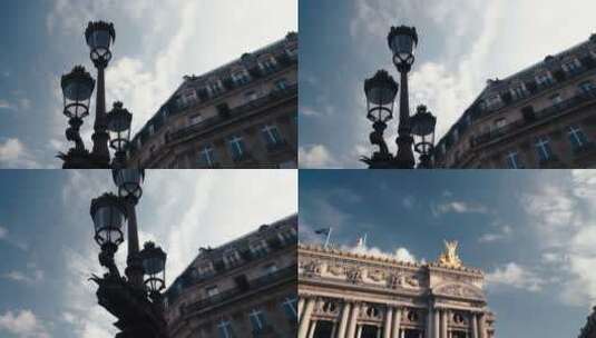 法国灯柱及建筑高清在线视频素材下载