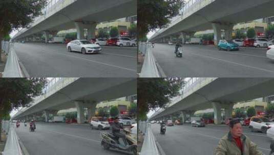 广西柳州市区街景路上新能源电动小车高清在线视频素材下载