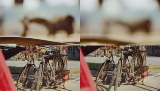 老物件视频一组乡村物品旧自行车石磨竹篮高清在线视频素材下载