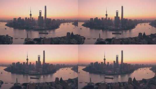 上海外滩日出夕阳航拍高清在线视频素材下载