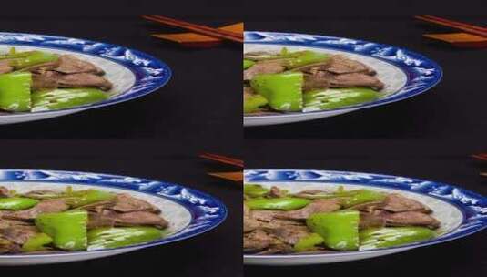 青椒炒猪肝家常菜品4k竖版实拍高清在线视频素材下载