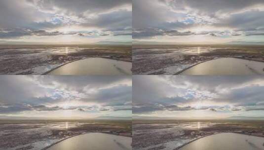 茶卡盐湖旅拍无人机航拍延时摄影高清在线视频素材下载