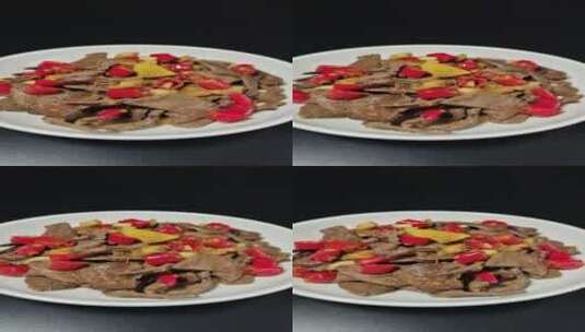 小炒猪肝美食菜品4k旋转展示高清在线视频素材下载