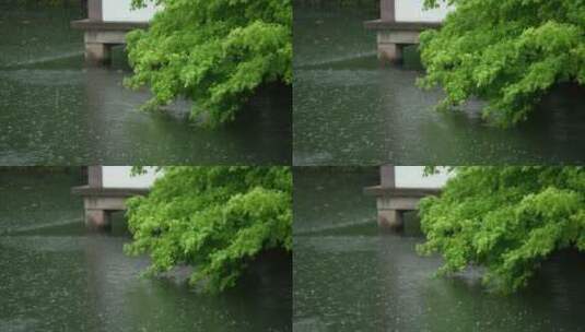 162 杭州 风景 古建筑 下雨天 亭子 湖面高清在线视频素材下载