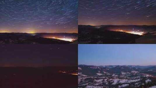 山上日出时的星空高清在线视频素材下载