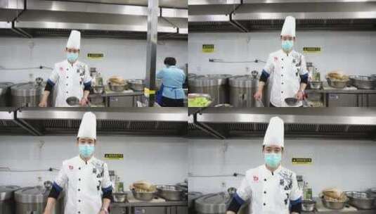 厨师在厨房挥动勺子帅气动作高清在线视频素材下载