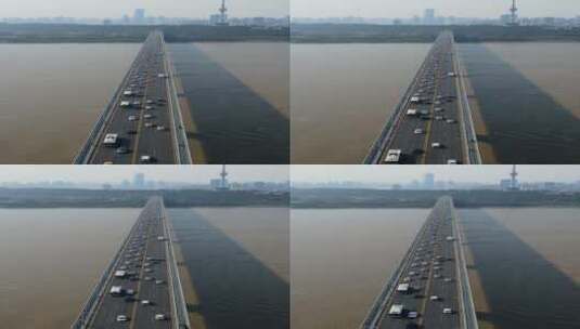 航拍长江跨江大桥高清在线视频素材下载