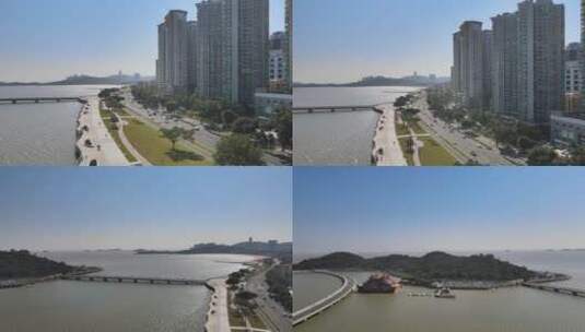 广东省珠海市情侣路珠海大剧院海景高清在线视频素材下载