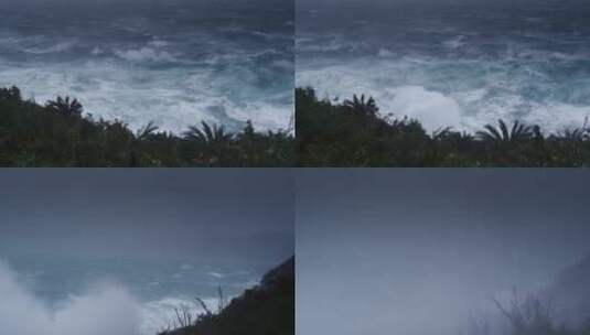 海上暴风台风波涛汹涌大浪翻滚暴雨高清在线视频素材下载