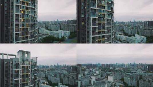 成都市区居民楼住宅小区航拍风景高清在线视频素材下载