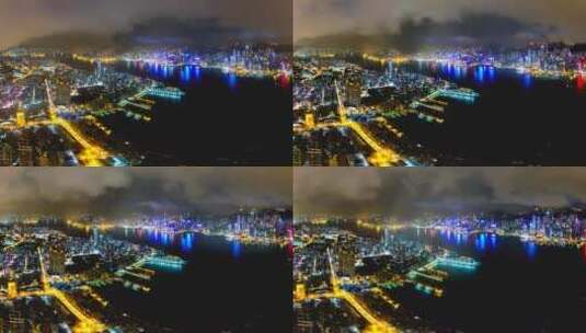 香港夜景航拍延时风景金融旅游灯光高清在线视频素材下载