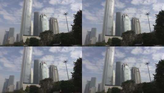 移动镜头广州周大福金融中心及周边楼群高清在线视频素材下载