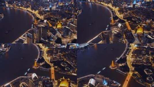 上海外滩延时航拍空镜高清在线视频素材下载