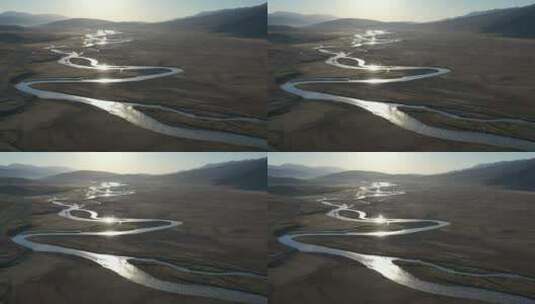 原创新疆巴音布鲁克草原开都河日出自然风光高清在线视频素材下载