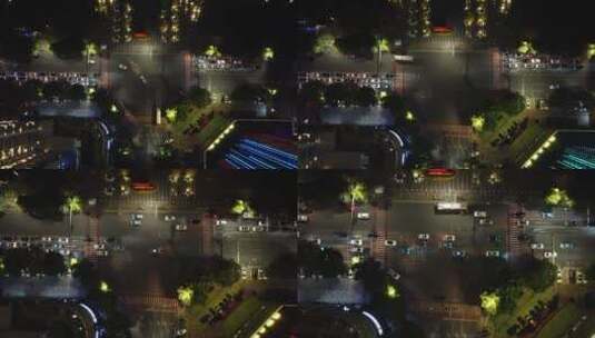 俯拍武汉城市夜晚交通高清在线视频素材下载