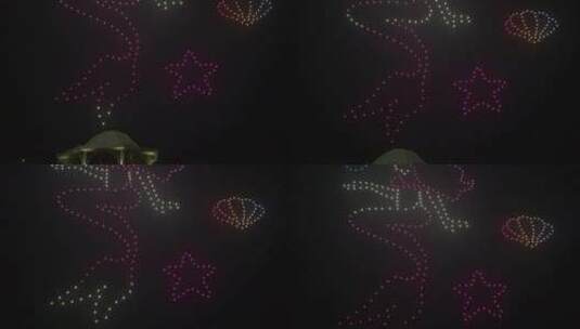 青岛红树林无人机灯光秀，城堡灯光幻影秀高清在线视频素材下载