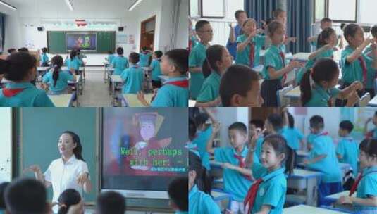 小学生英语阅读课堂高清在线视频素材下载