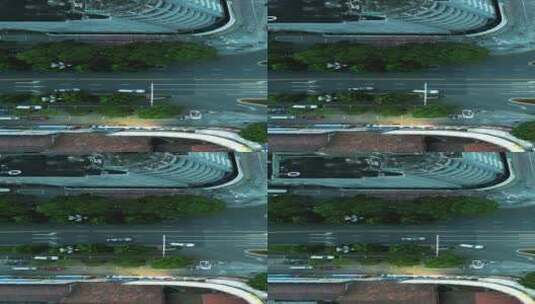 俯拍城市交通车辆行驶竖屏高清在线视频素材下载